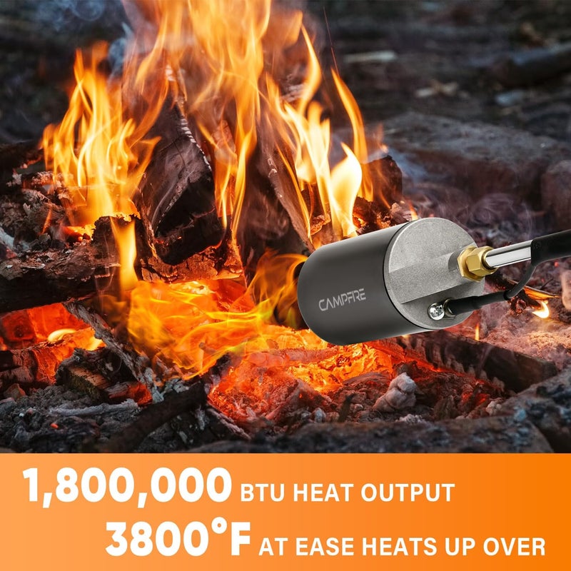Campfire Propane Torch Weed Burner With Storage Bag,Weed Torch Output 1,800,000BTU With 10ft Hose, Turbo Trigger Push Button Igniter,Flame Control Valve - Image 4